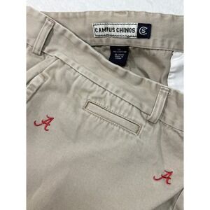Alabama Crimson Tide Embroidered Khaki Pants Mens Fits 34x28 Campus Chinos Tan